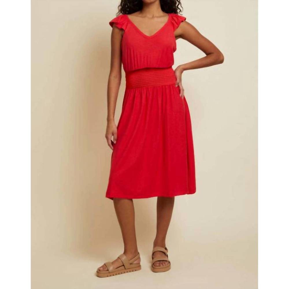 NEW NATION LTD mina ruffled dress in cherrybomb
